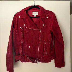 Forever 21 Red Corduroy Leather Jacket